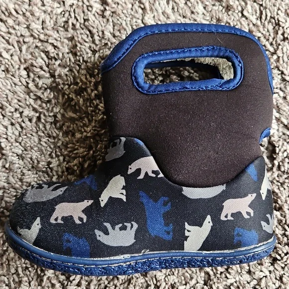 GUC Bogs Neoprene Waterproof Winter Snow Boots Baby Polar Bear Print Blue Size 7 - Picture 10 of 12